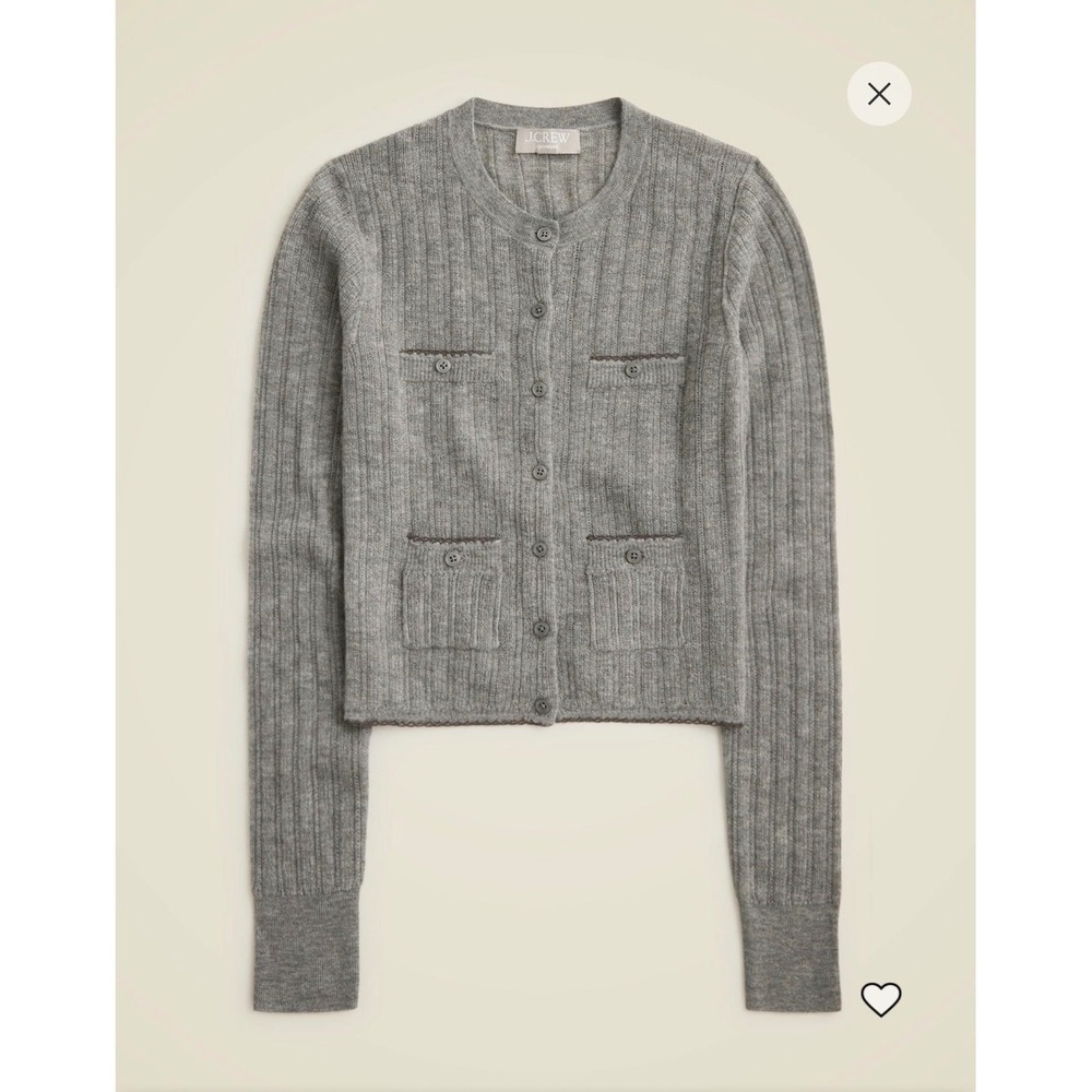 NWT J. Crew Sz M Featherweight Cashmere Pointelle Cardigan $138 - Picture 1 of 8
